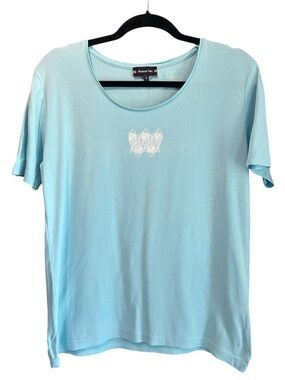 Armor Lux Pale Blue Tee with White Fish Cluster